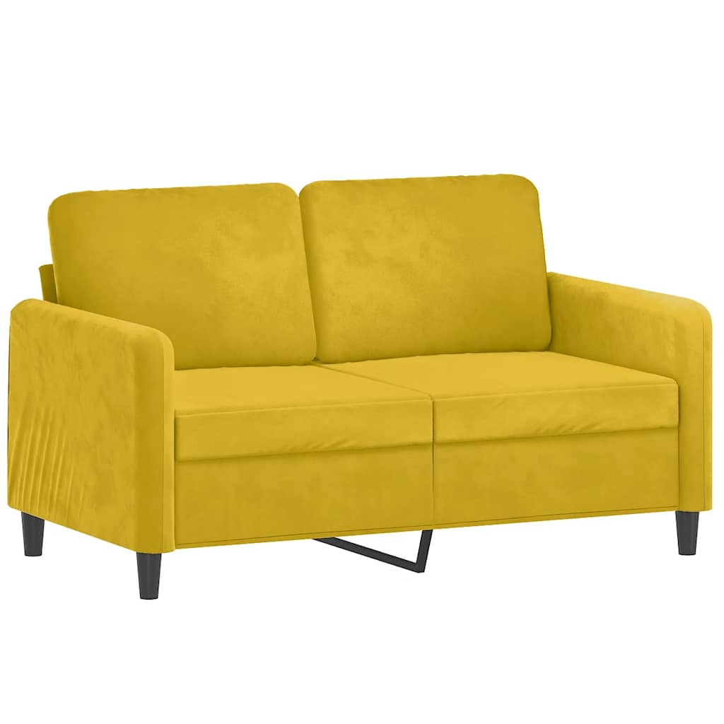 3-dijelni set sofa s jastucima žuti baršunasti