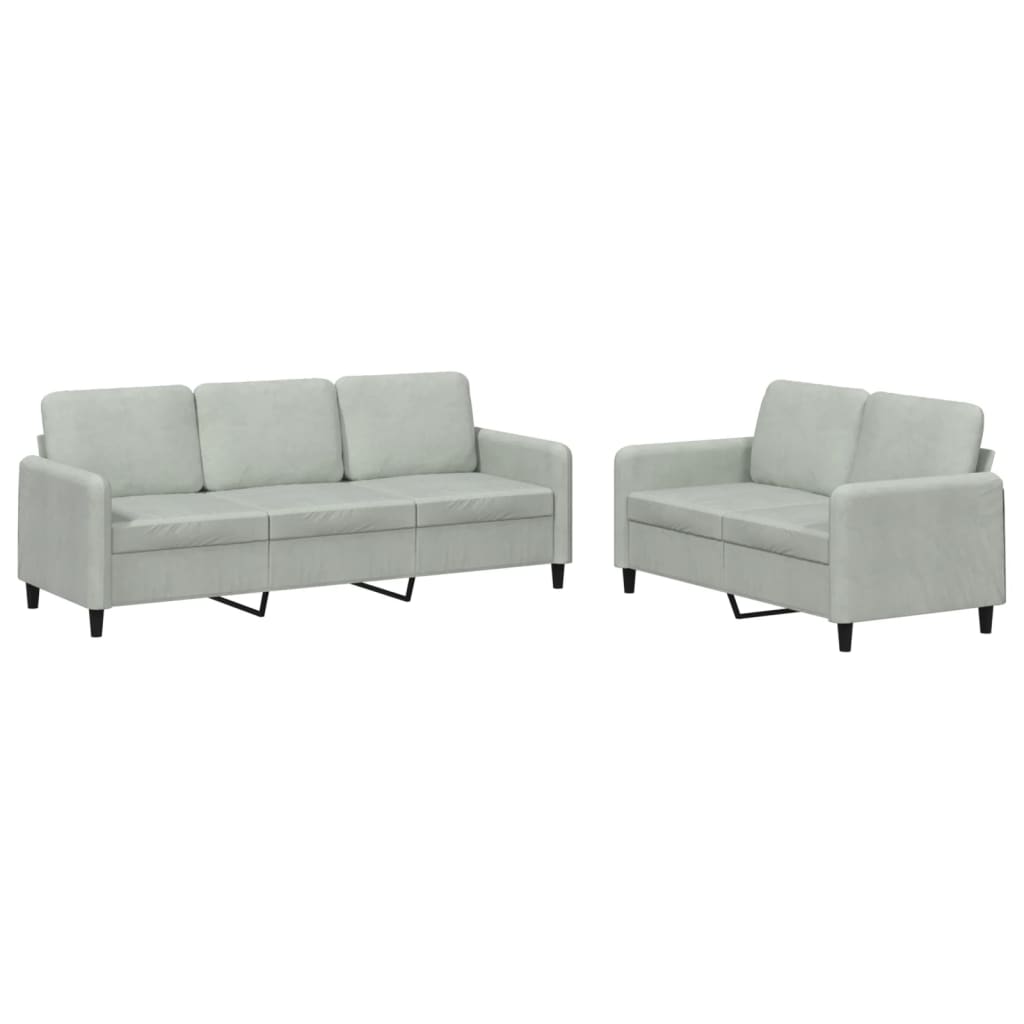 2-dijelni set sofa svjetlosivi baršunasti