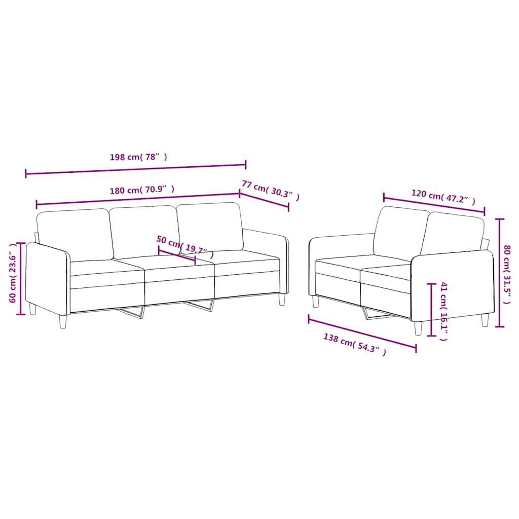 2-dijelni set sofa tamnozeleni baršunasti