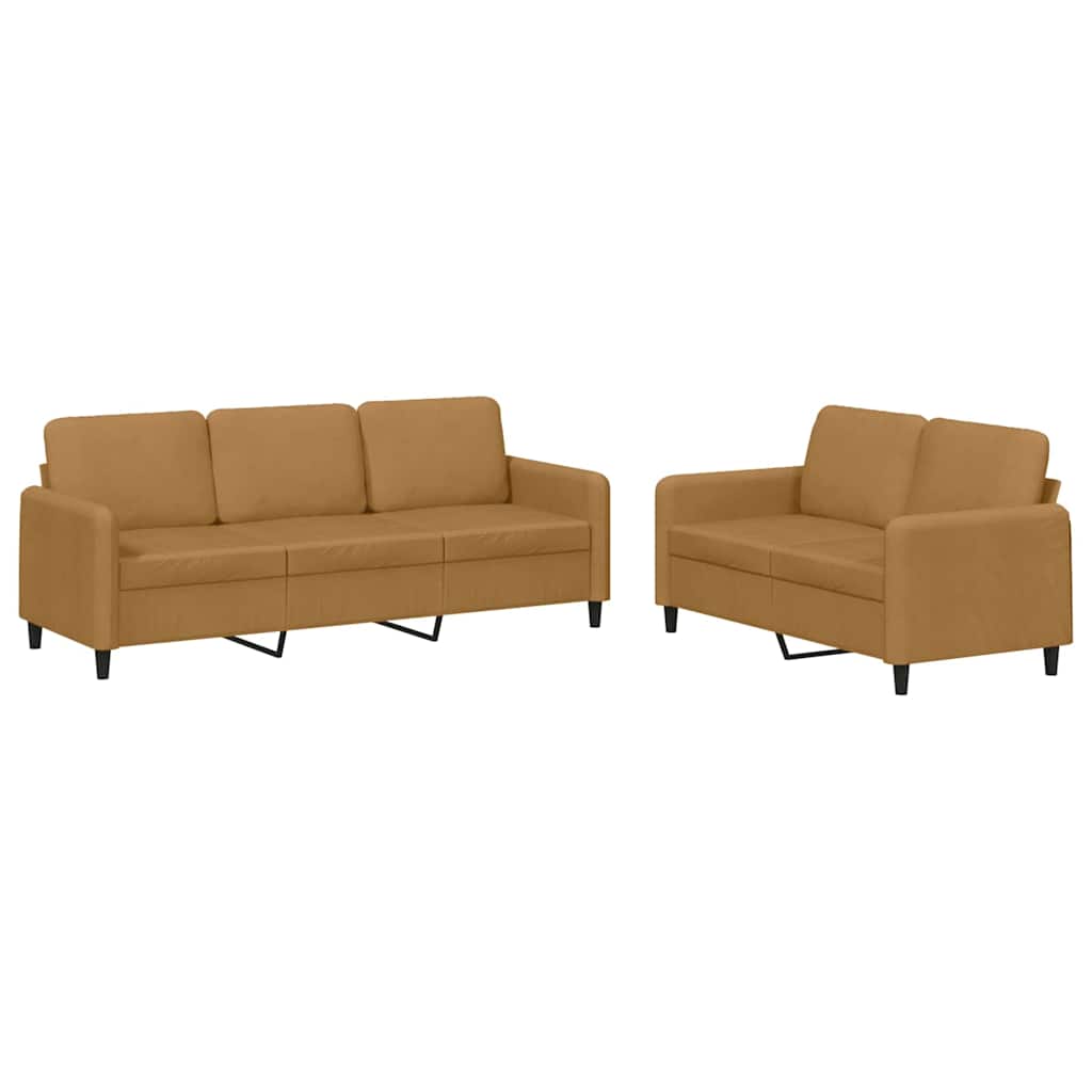 2-dijelni set sofa smeđi baršunasti