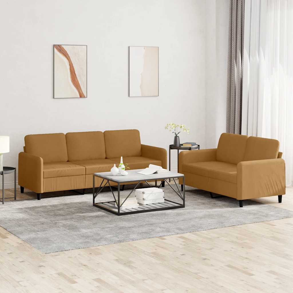 2-dijelni set sofa smeđi baršunasti