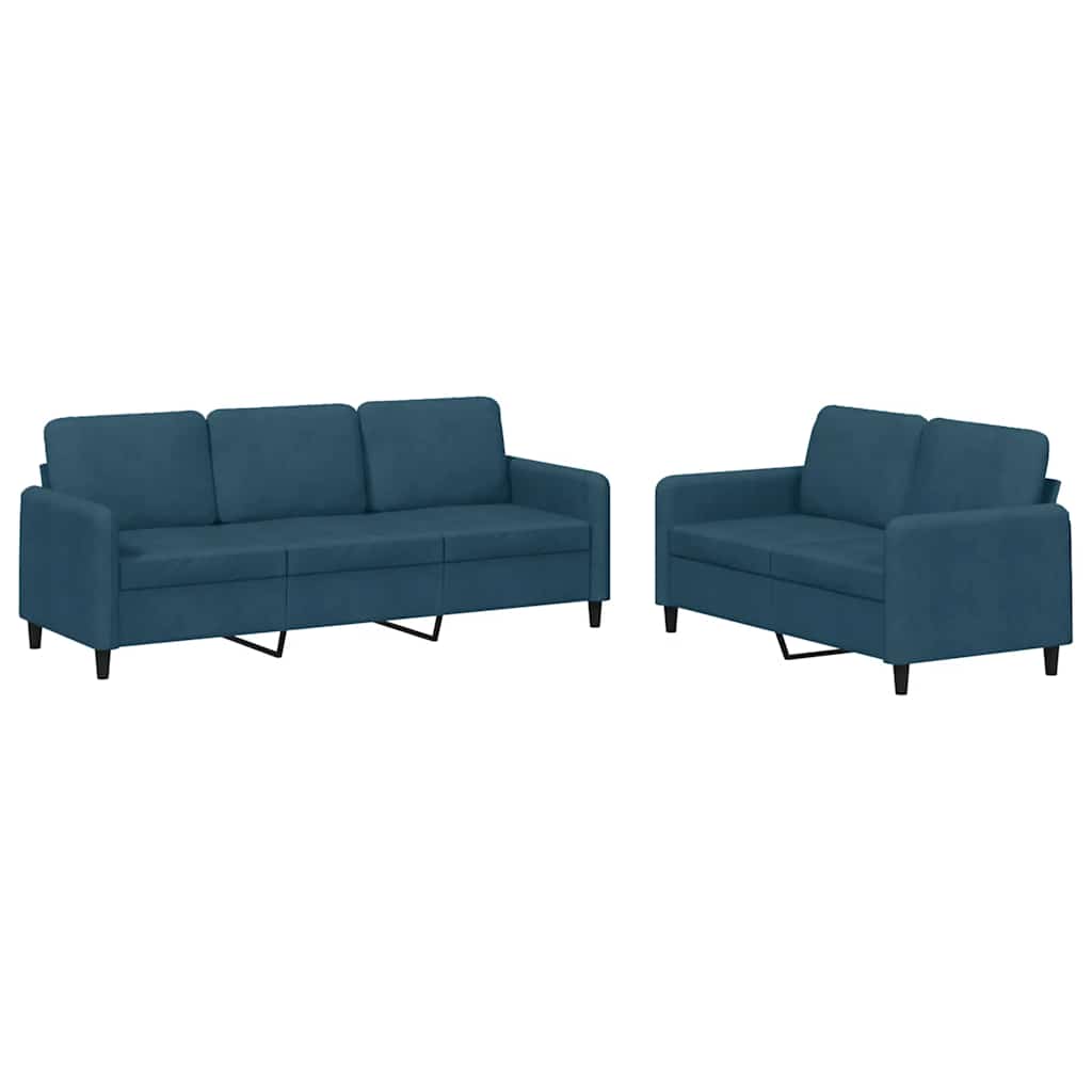 2-dijelni set sofa plavi baršunasti