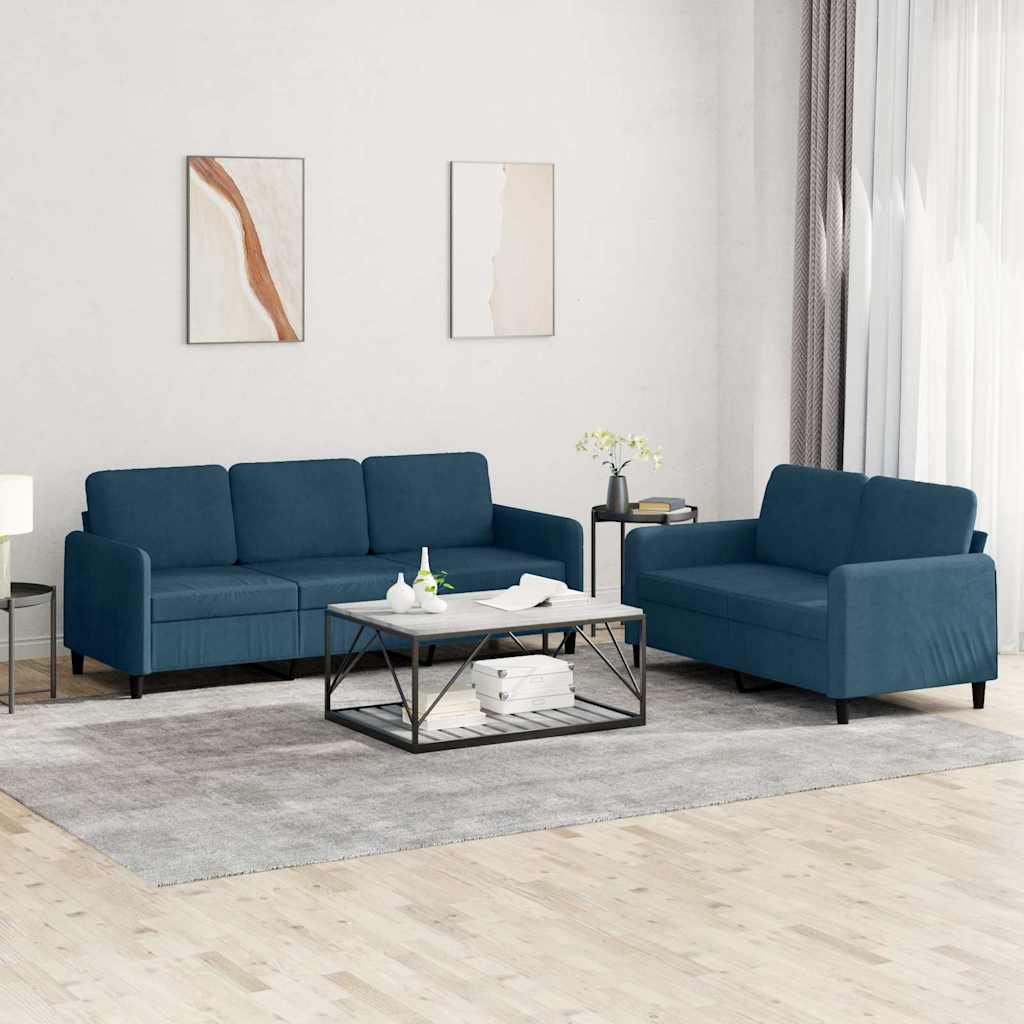 2-dijelni set sofa plavi baršunasti