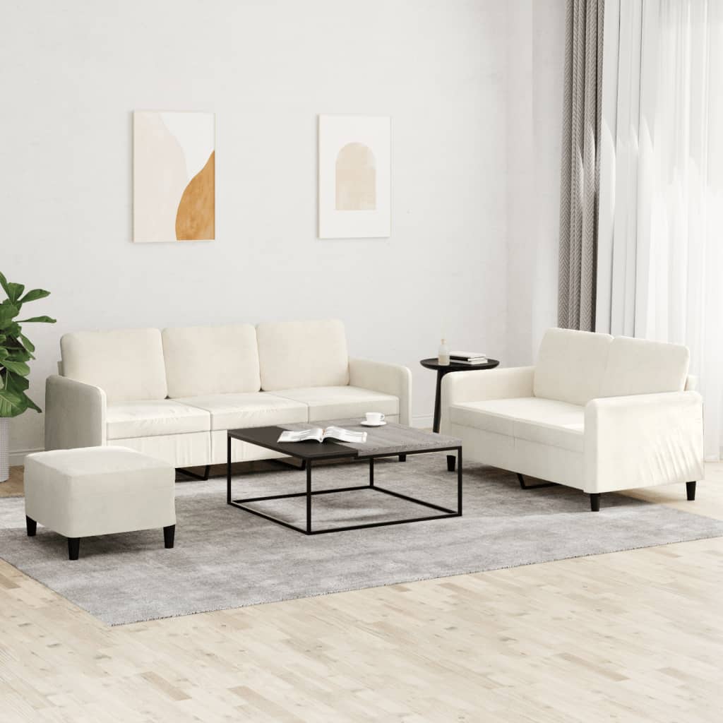 3-dijelni set sofa krem baršunasti
