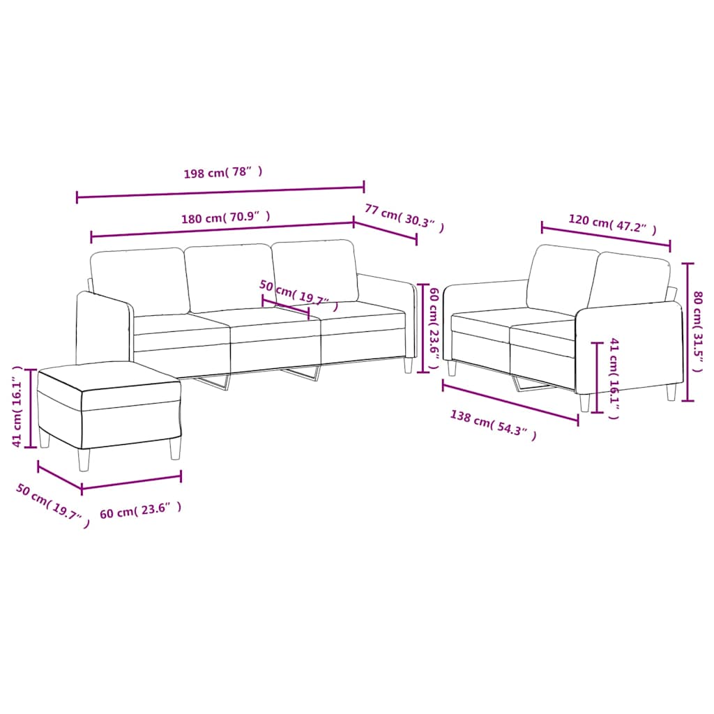 3-dijelni set sofa plavi baršunasti