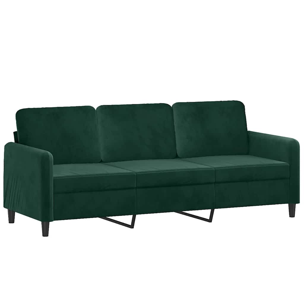 2-dijelni set sofa s jastucima tamnozeleni baršunasti