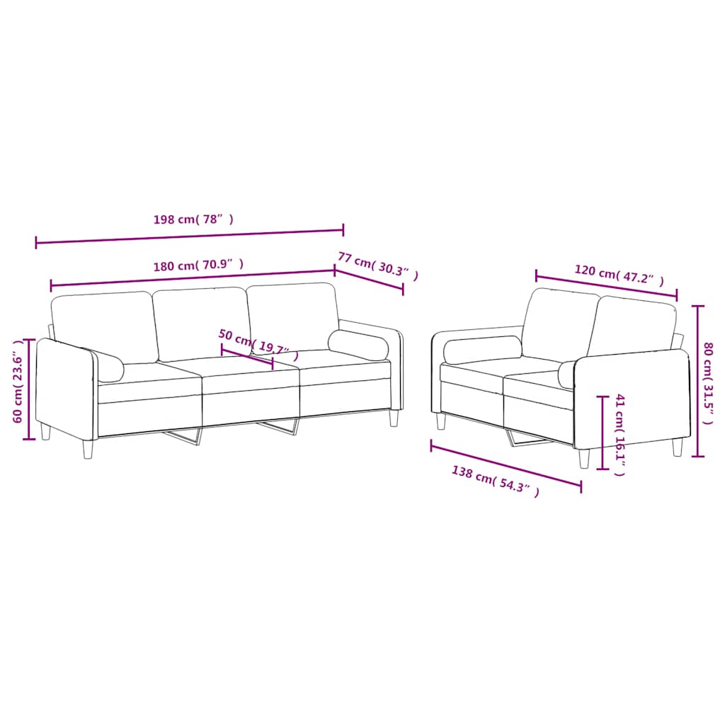 2-dijelni set sofa s jastucima plavi baršunasti