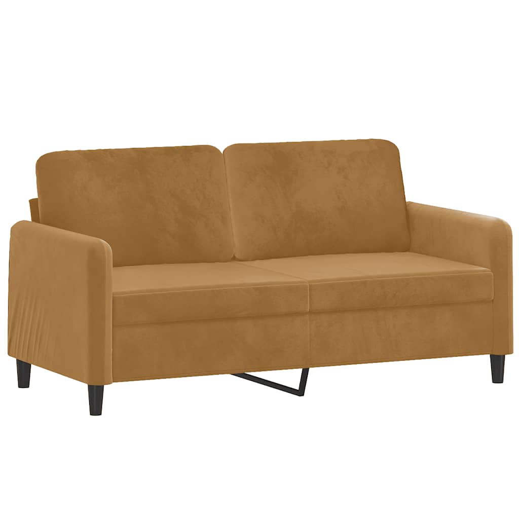 3-dijelni set sofa s jastucima smeđi baršunasti