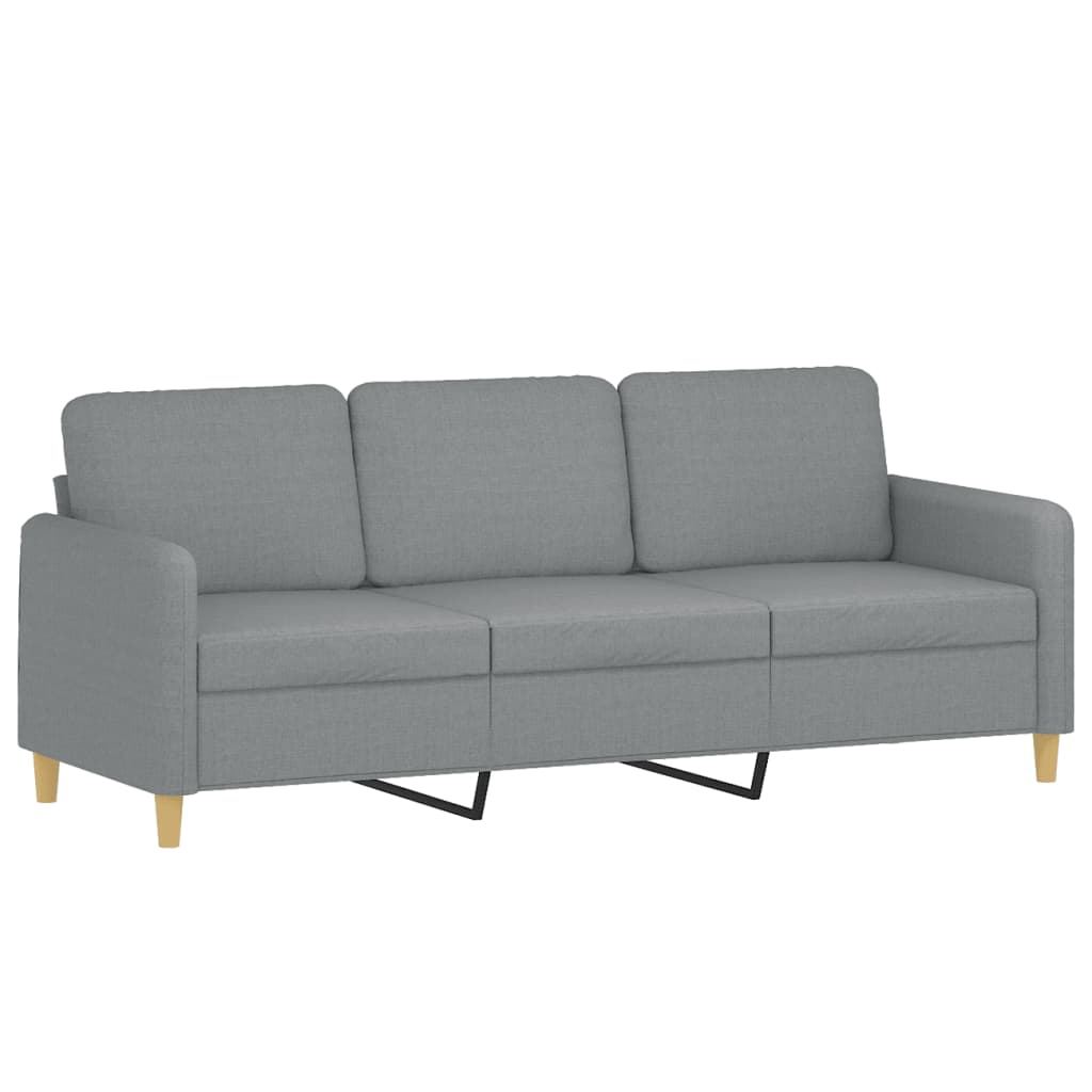 3-dijelni set sofa s jastucima svjetlosivi od tkanine