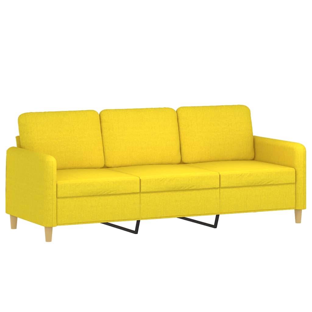 3-dijelni set sofa s jastucima svjetložuti od tkanine