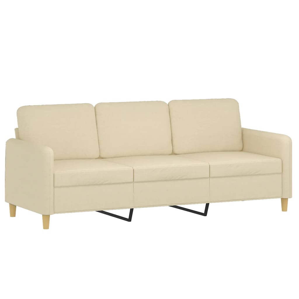 4-dijelni set sofa s jastucima krem od tkanine