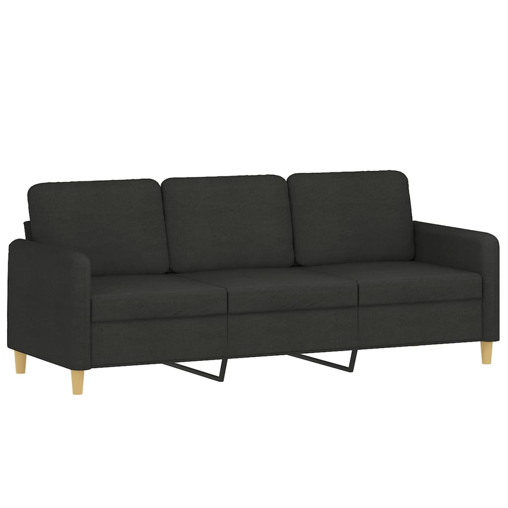 4-dijelni set sofa s jastucima crni od tkanine