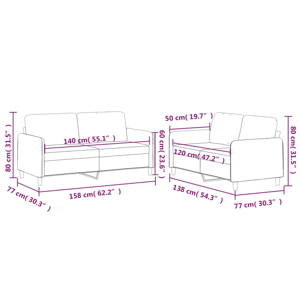 2-dijelni set sofa s jastucima tamnosivi od tkanine