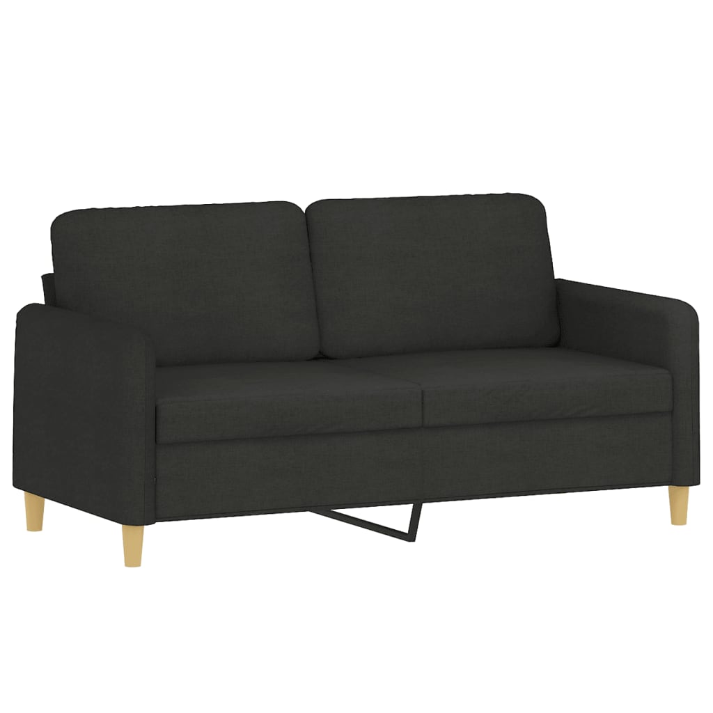 2-dijelni set sofa s jastucima crni od tkanine