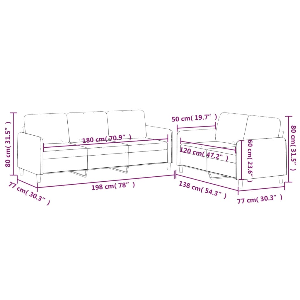 2-dijelni set sofa s jastucima tamnosivi od tkanine