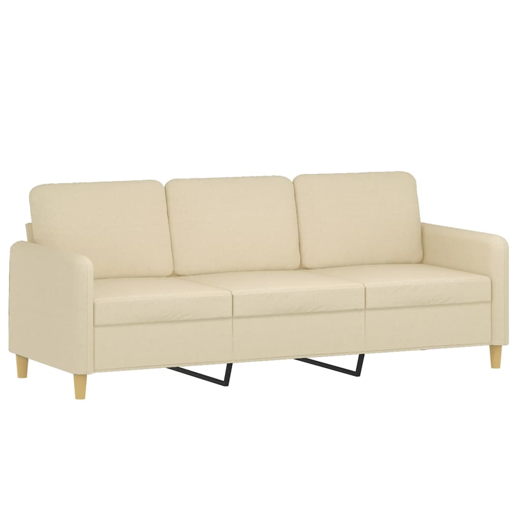 3-dijelni set sofa s jastucima krem od tkanine