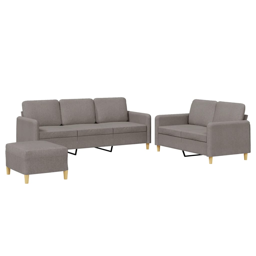 3-dijelni set sofa s jastucima smeđesivi od tkanine
