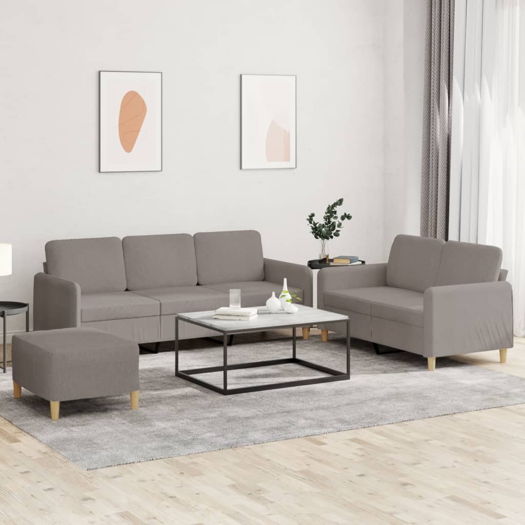 3-dijelni set sofa s jastucima smeđesivi od tkanine