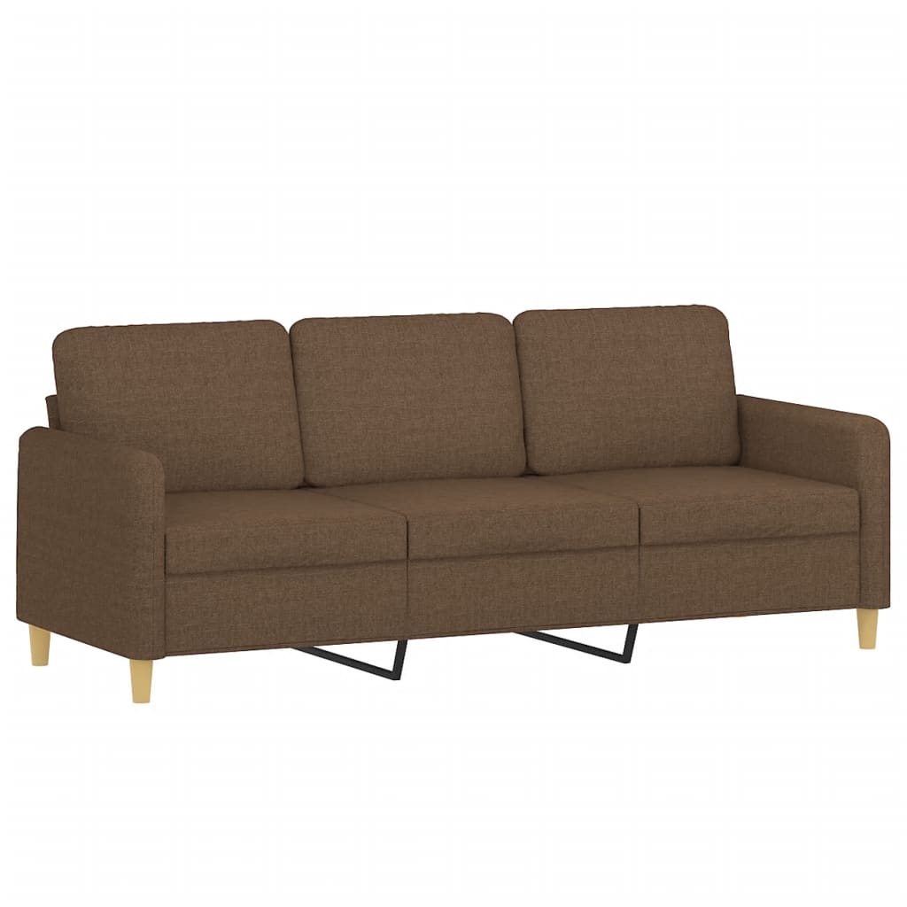 2-dijelni set sofa s jastucima smeđi od tkanine