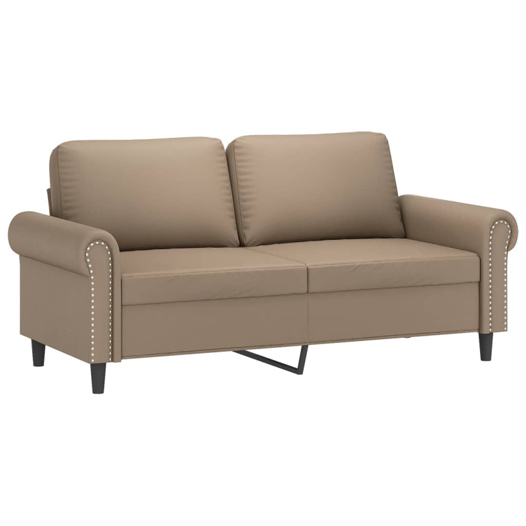 2-dijelni set sofa s jastucima boja cappuccina od umjetne kože