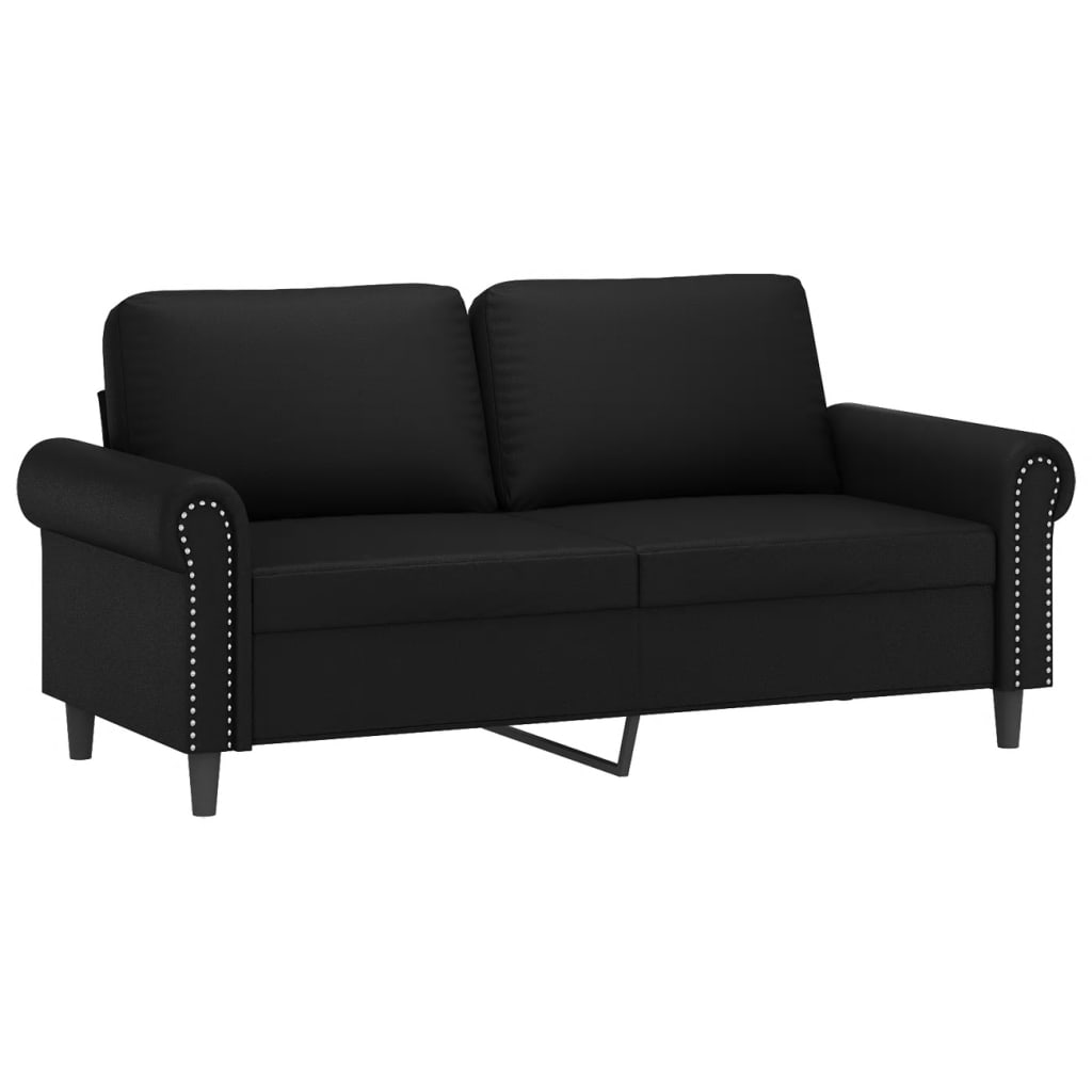 3-dijelni set sofa s jastucima crni od umjetne kože