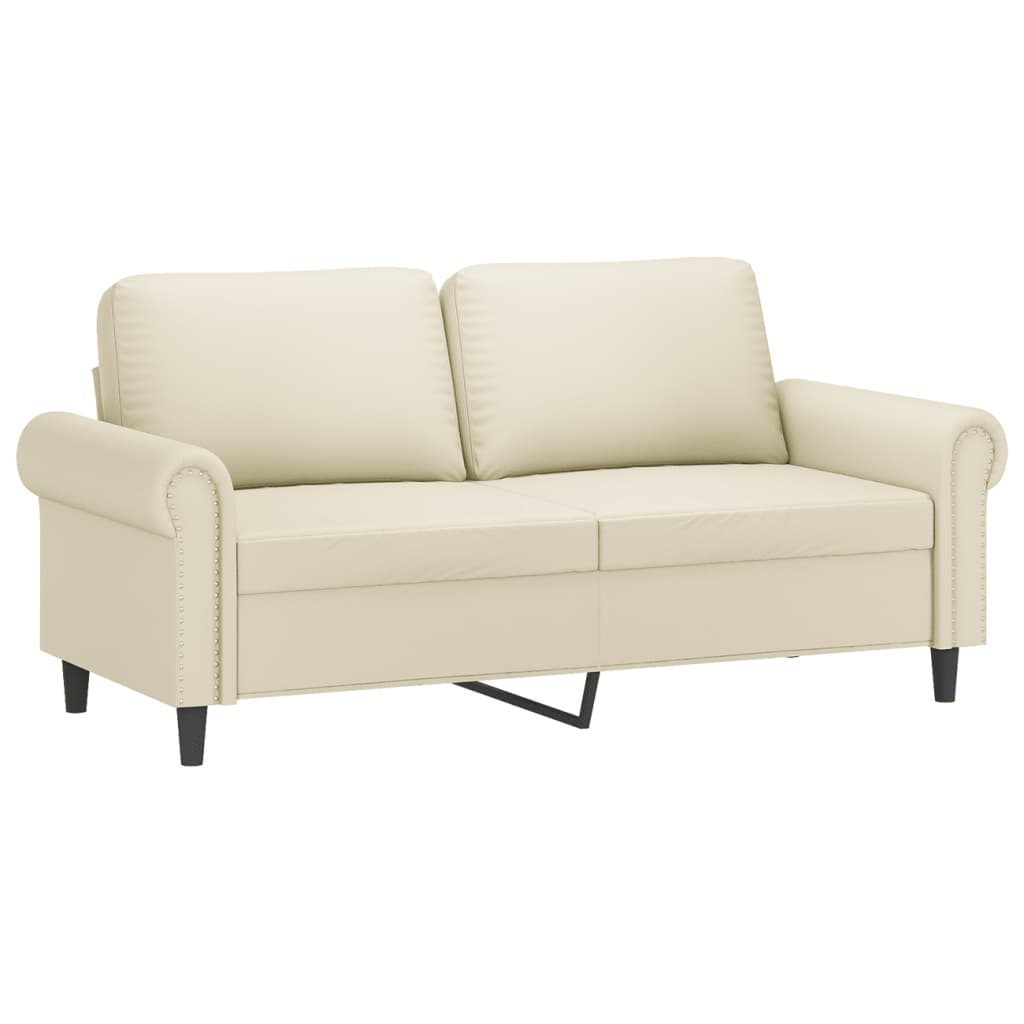 2-dijelni set sofa s jastucima krem od umjetne kože