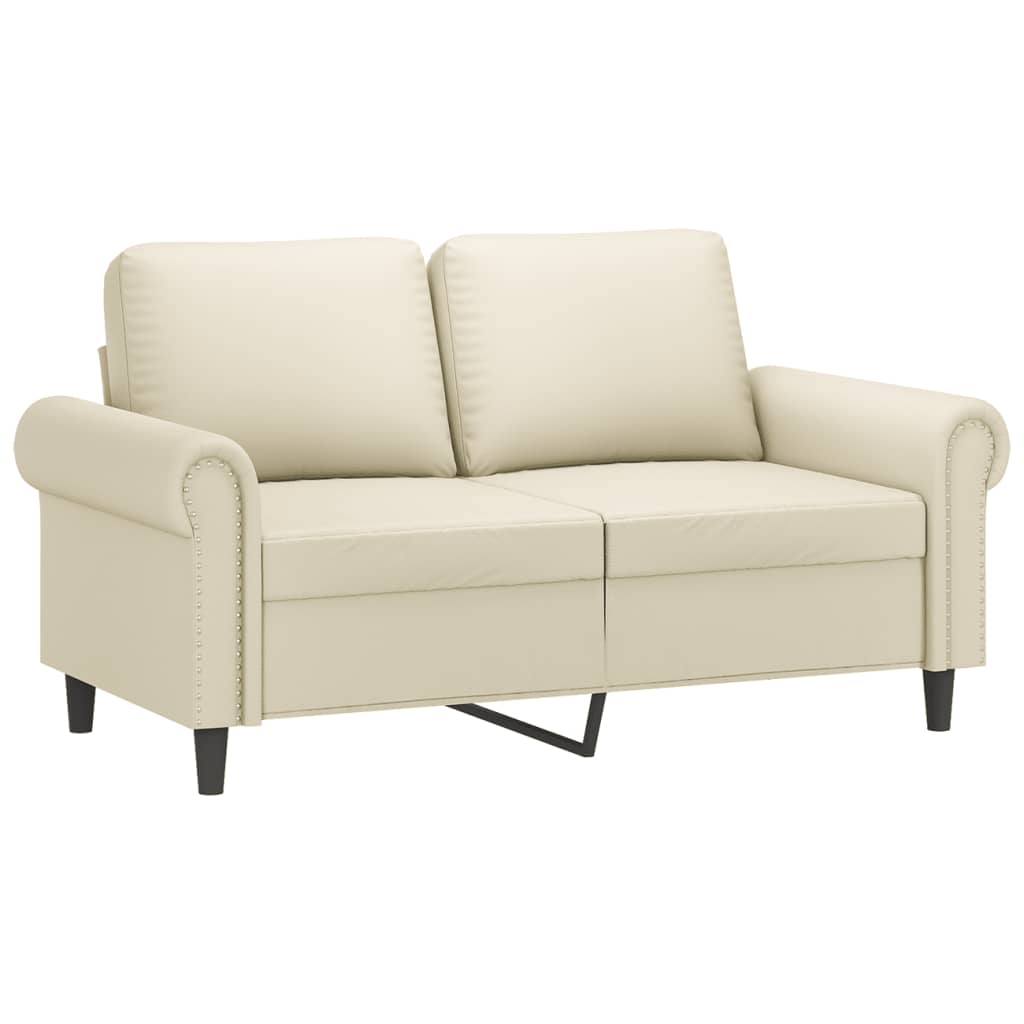 3-dijelni set sofa s jastucima krem od umjetne kože