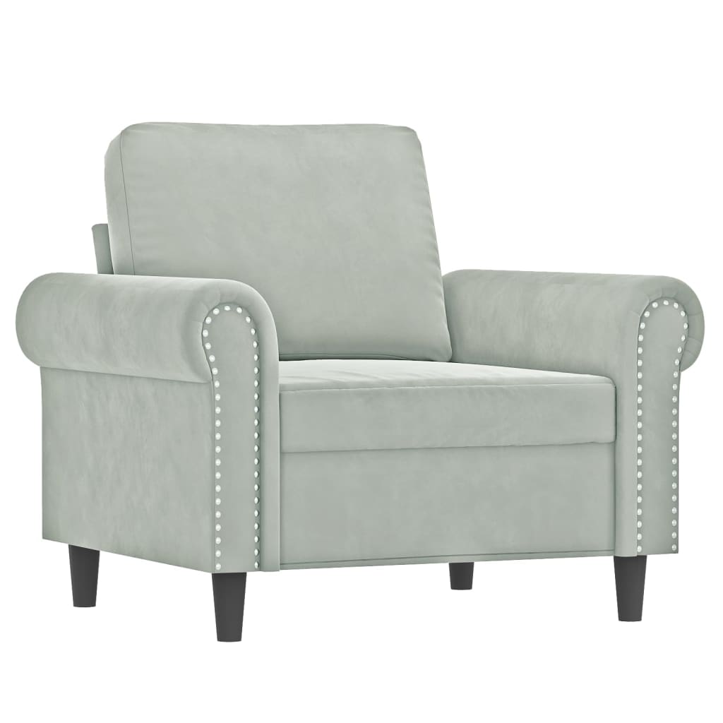 3-dijelni set sofa s jastucima svjetlosivi baršunasti