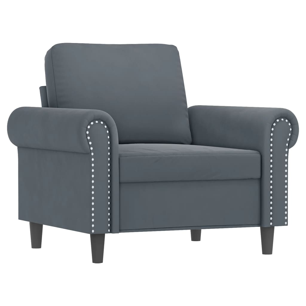 3-dijelni set sofa s jastucima tamnosivi baršunasti