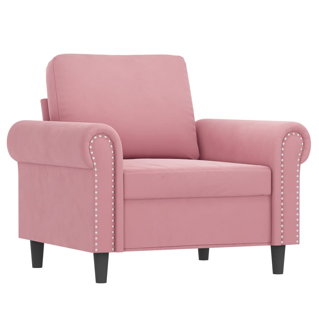 3-dijelni set sofa s jastucima ružičasti baršunasti