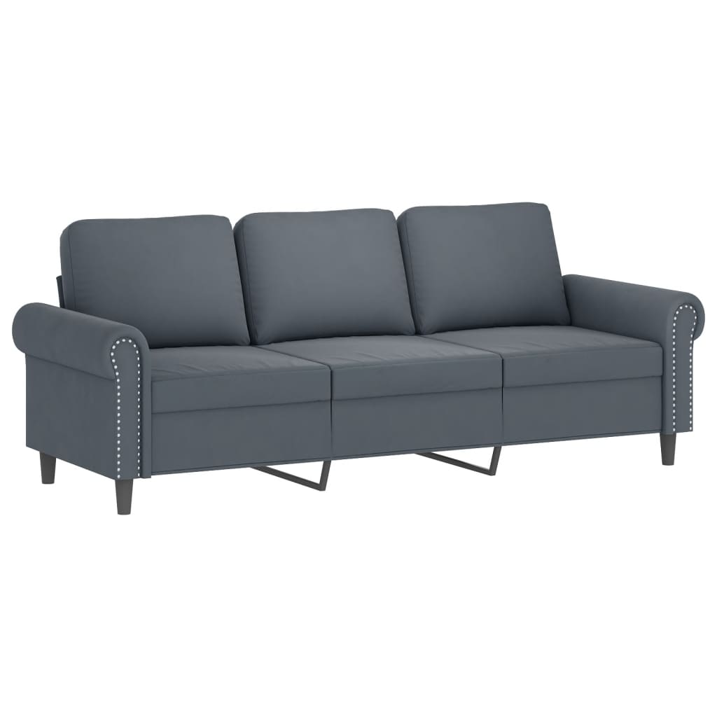 4-dijelni set sofa s jastucima tamnosivi baršunasti