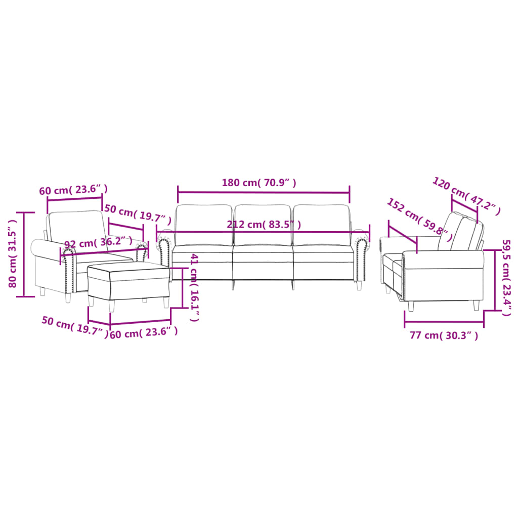 4-dijelni set sofa s jastucima tamnosivi baršunasti