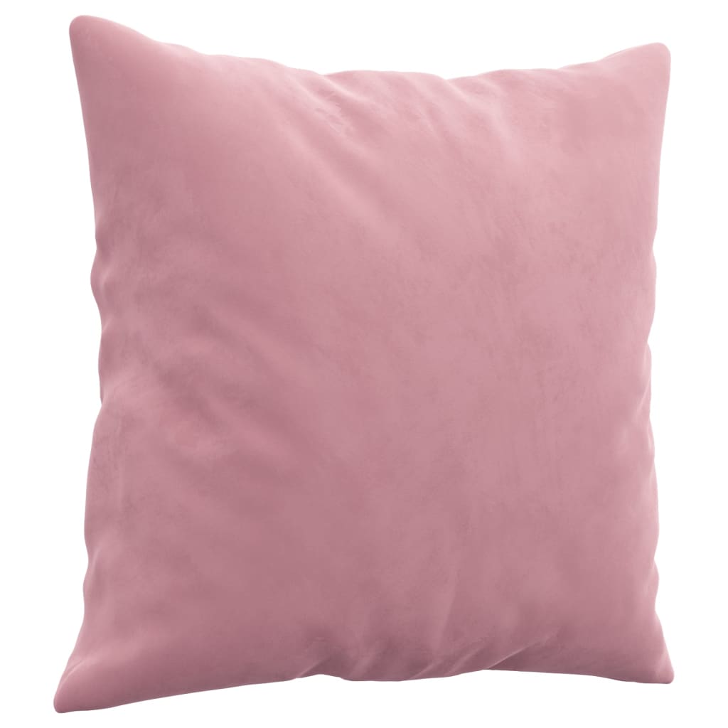 3-dijelni set sofa s jastucima ružičasti baršunasti