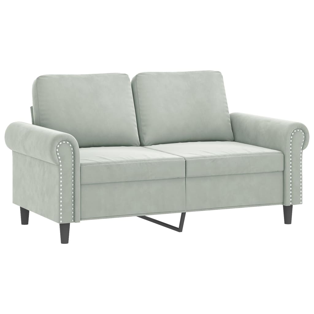 2-dijelni set sofa s jastucima svjetlosivi baršunasti