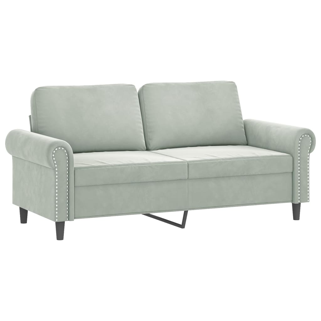 2-dijelni set sofa s jastucima svjetlosivi baršunasti