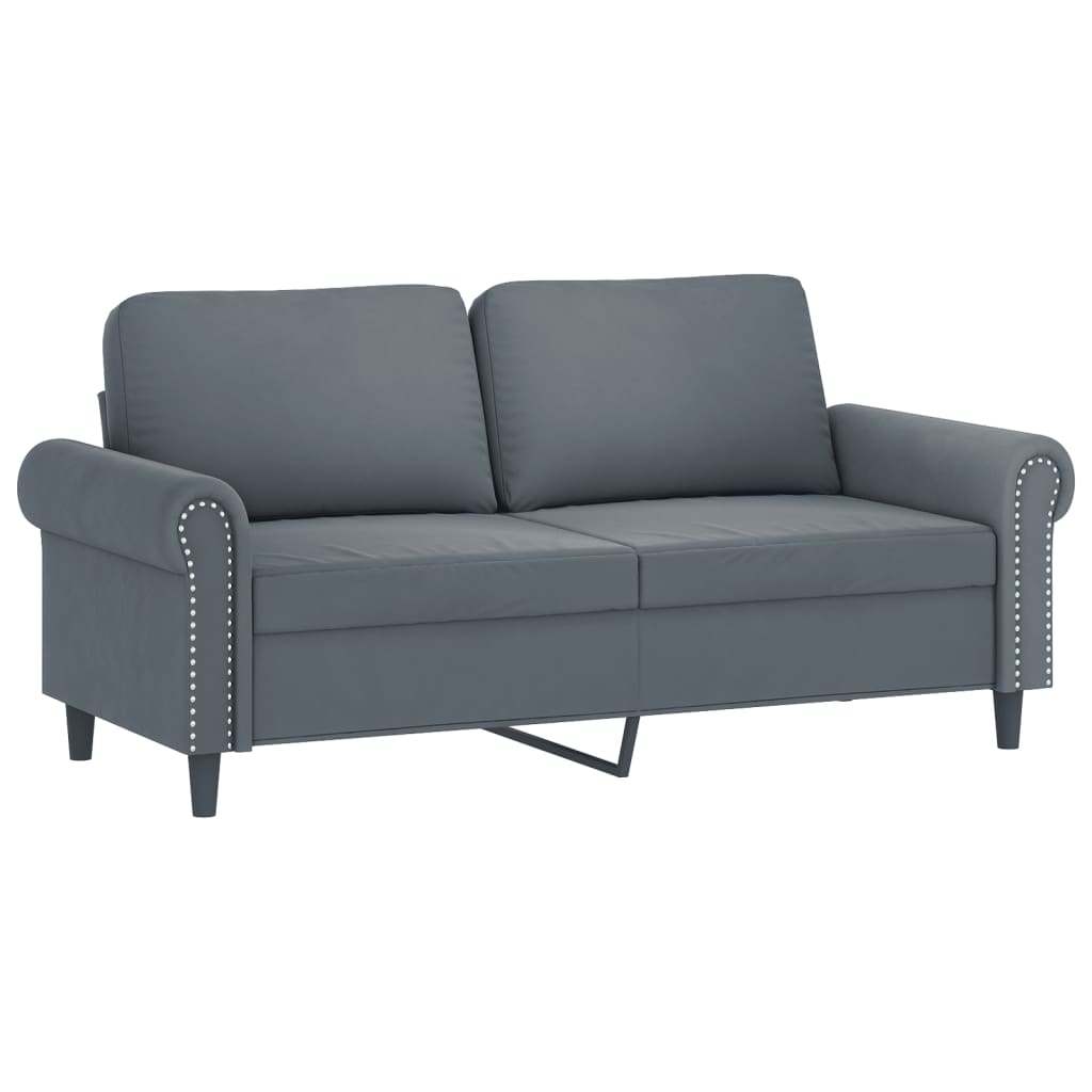 2-dijelni set sofa s jastucima tamnosivi baršunasti
