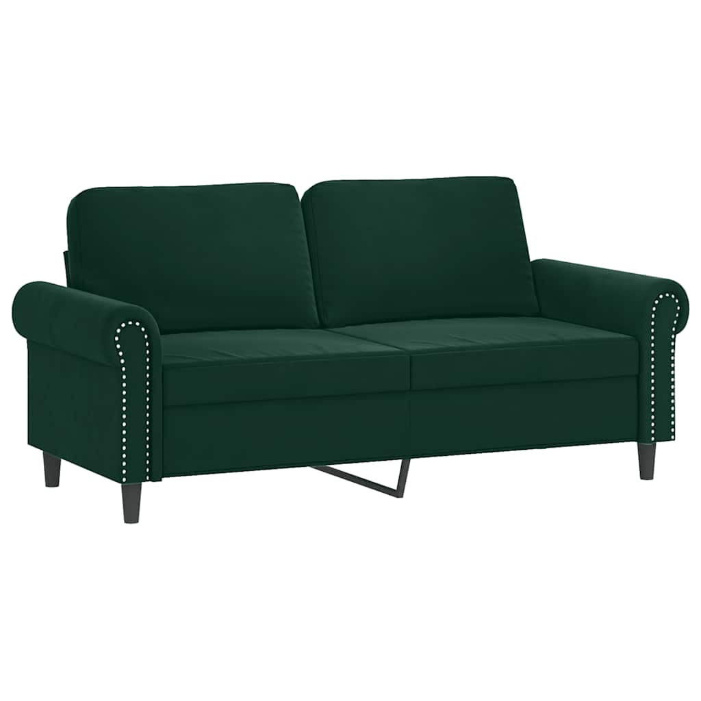 2-dijelni set sofa s jastucima tamnozeleni baršunasti