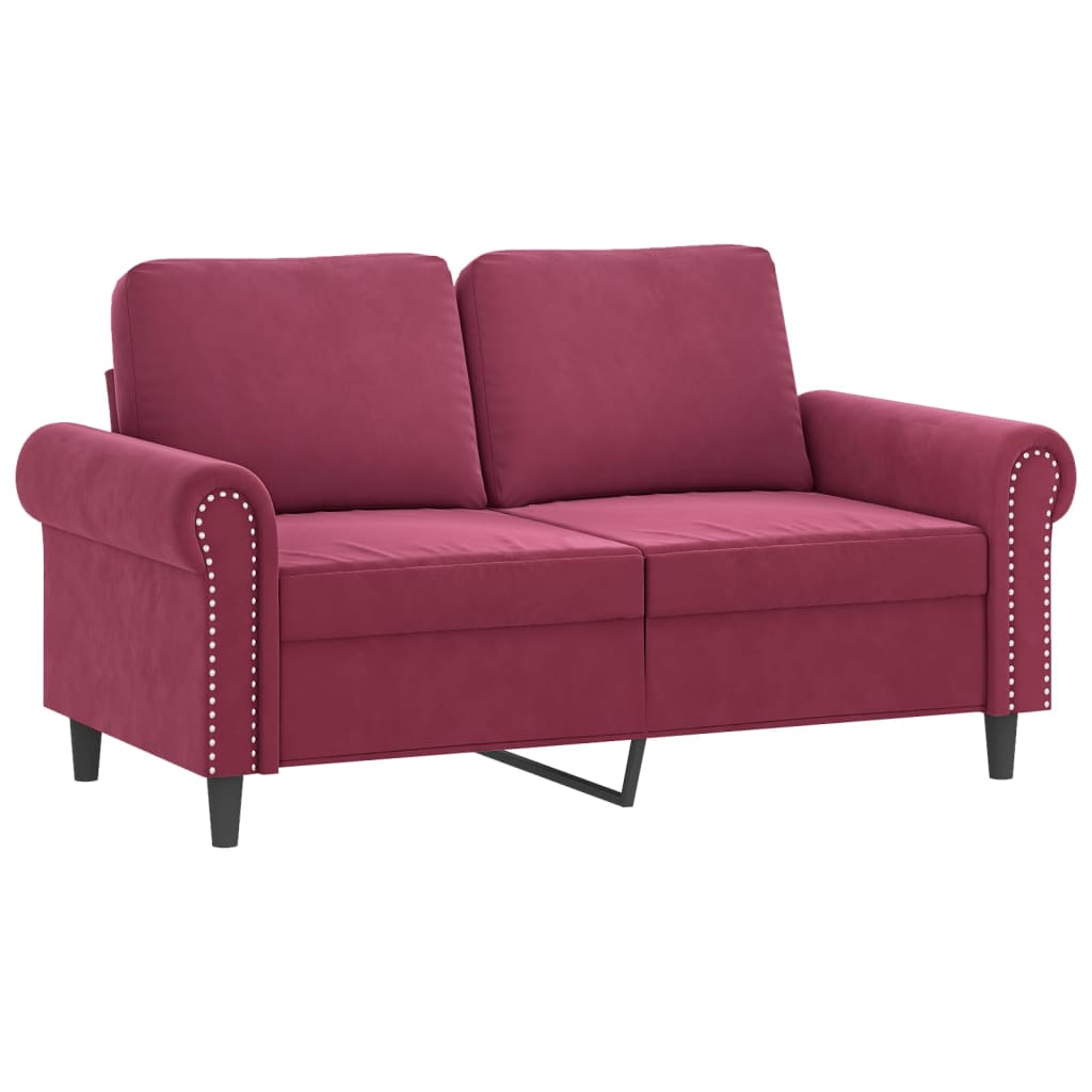 3-dijelni set sofa s jastucima crvena boja vina baršunasti
