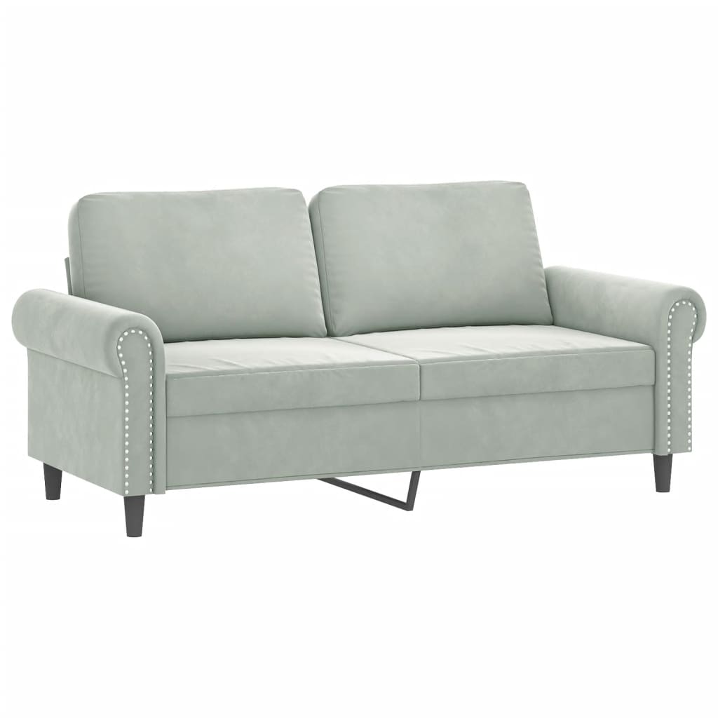 2-dijelni set sofa s jastucima svjetlosivi baršunasti