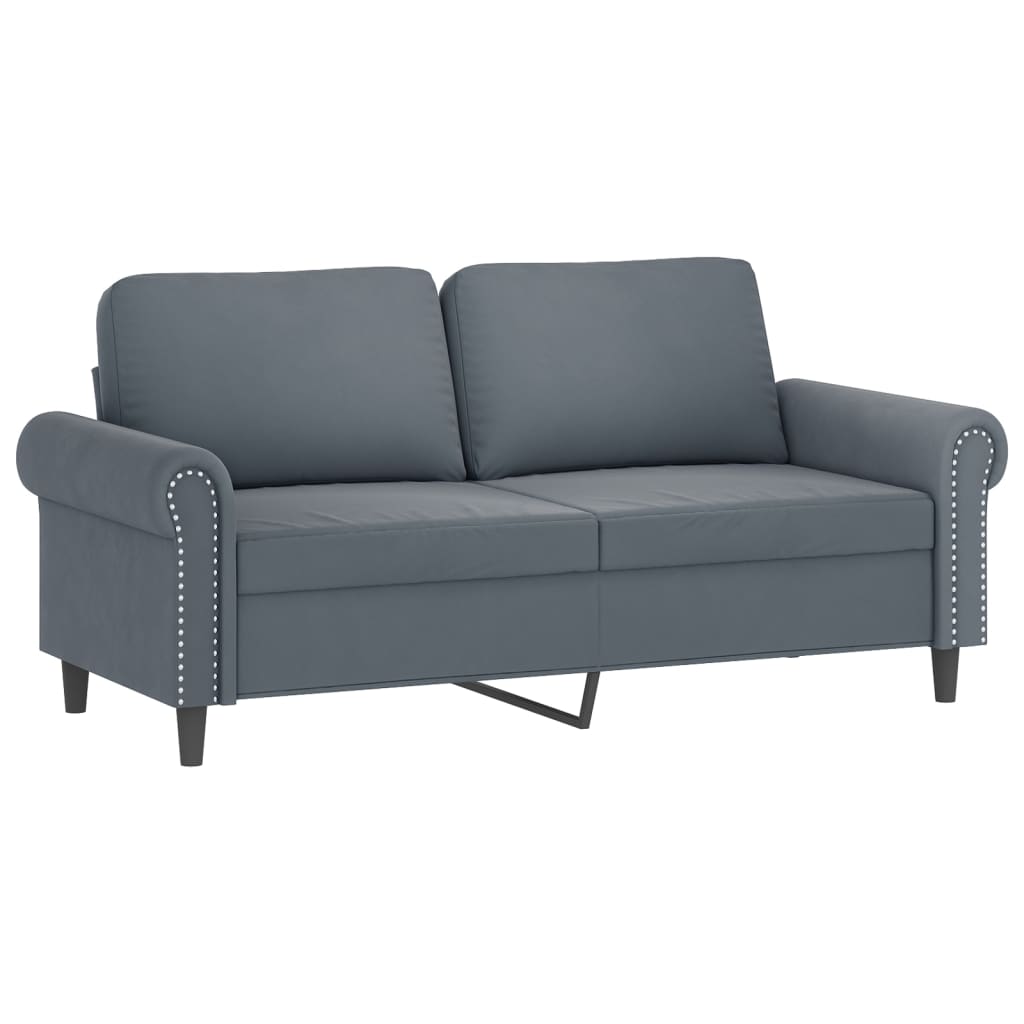 2-dijelni set sofa s jastucima tamnosivi baršunasti