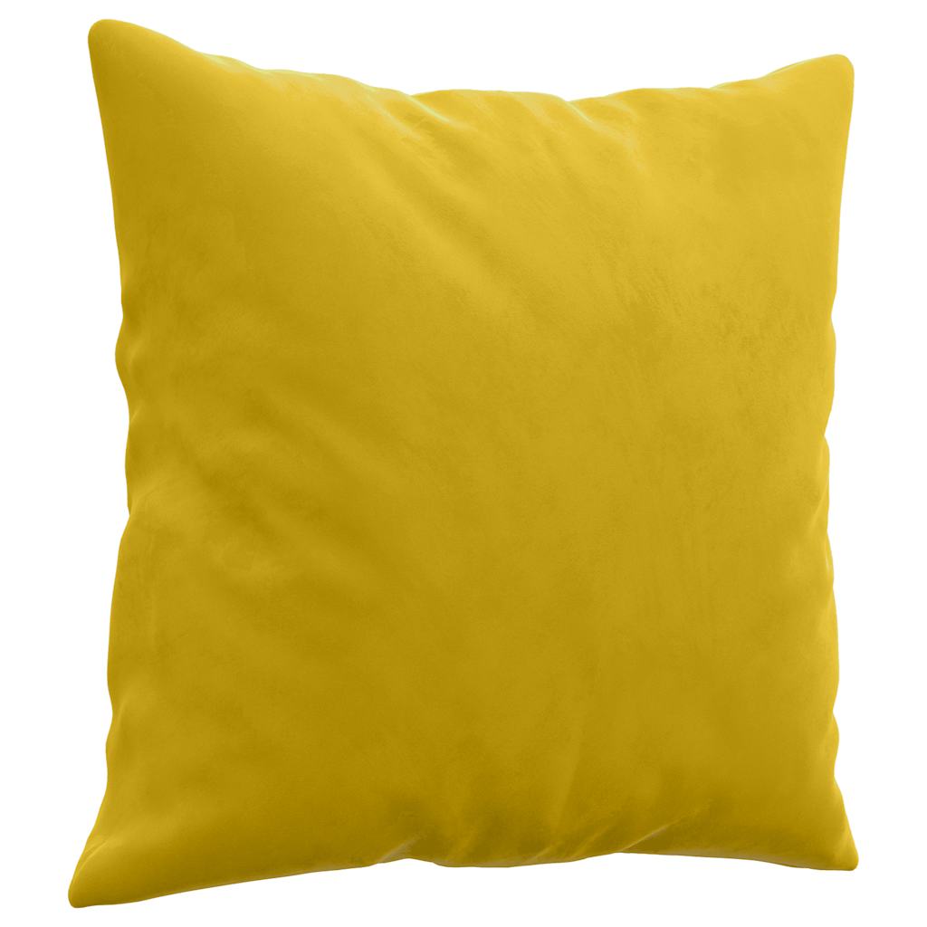 2-dijelni set sofa s jastucima žuti baršunasti