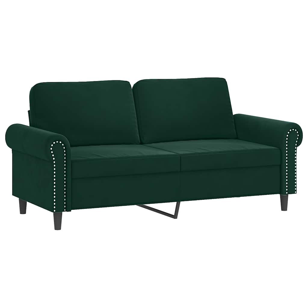 3-dijelni set sofa s jastucima tamnozeleni baršunasti