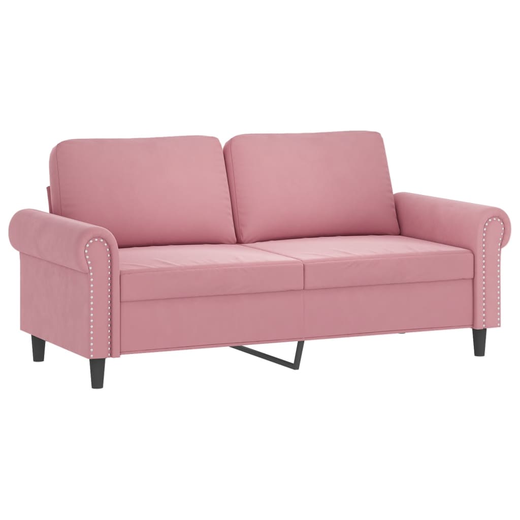 3-dijelni set sofa s jastucima ružičasti baršunasti