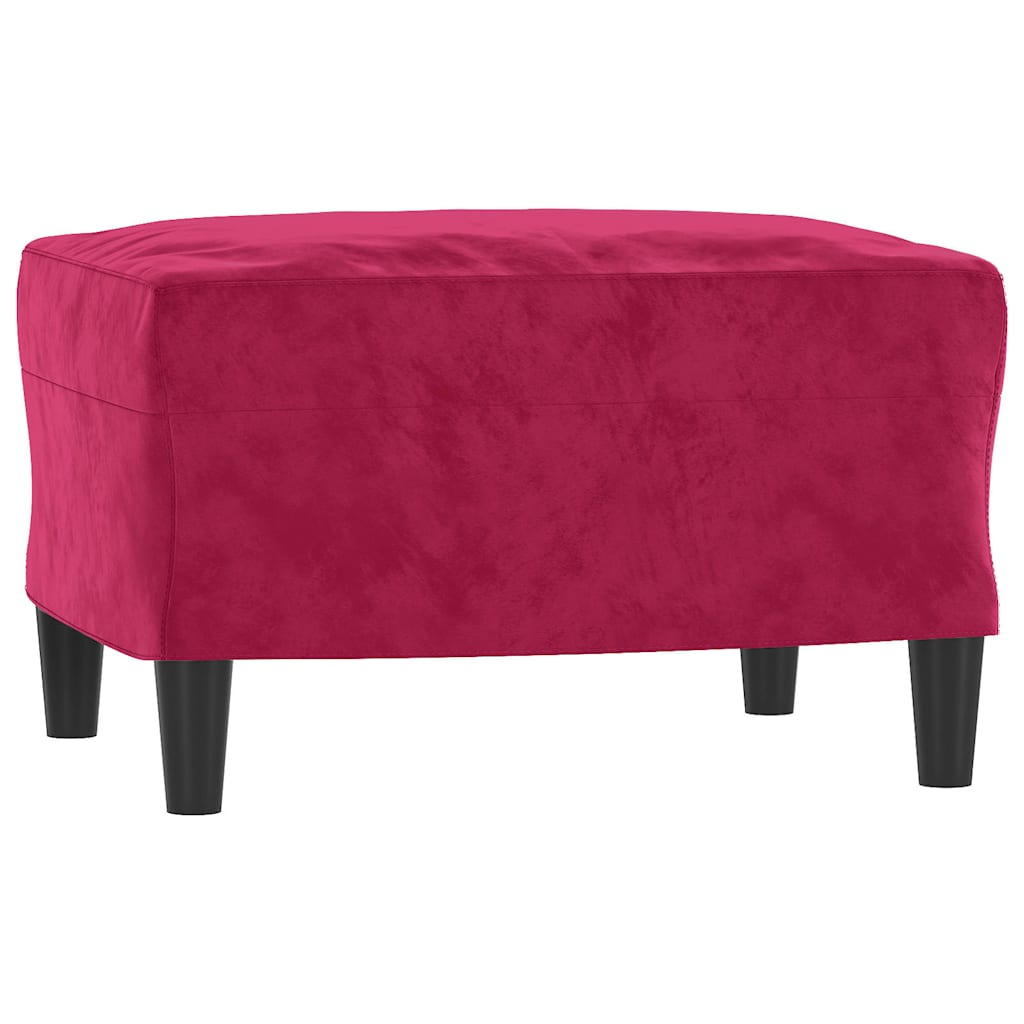 3-dijelni set sofa s jastucima crvena boja vina baršunasti