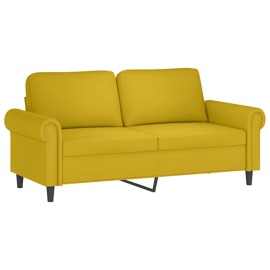 3-dijelni set sofa s jastucima žuti baršunasti
