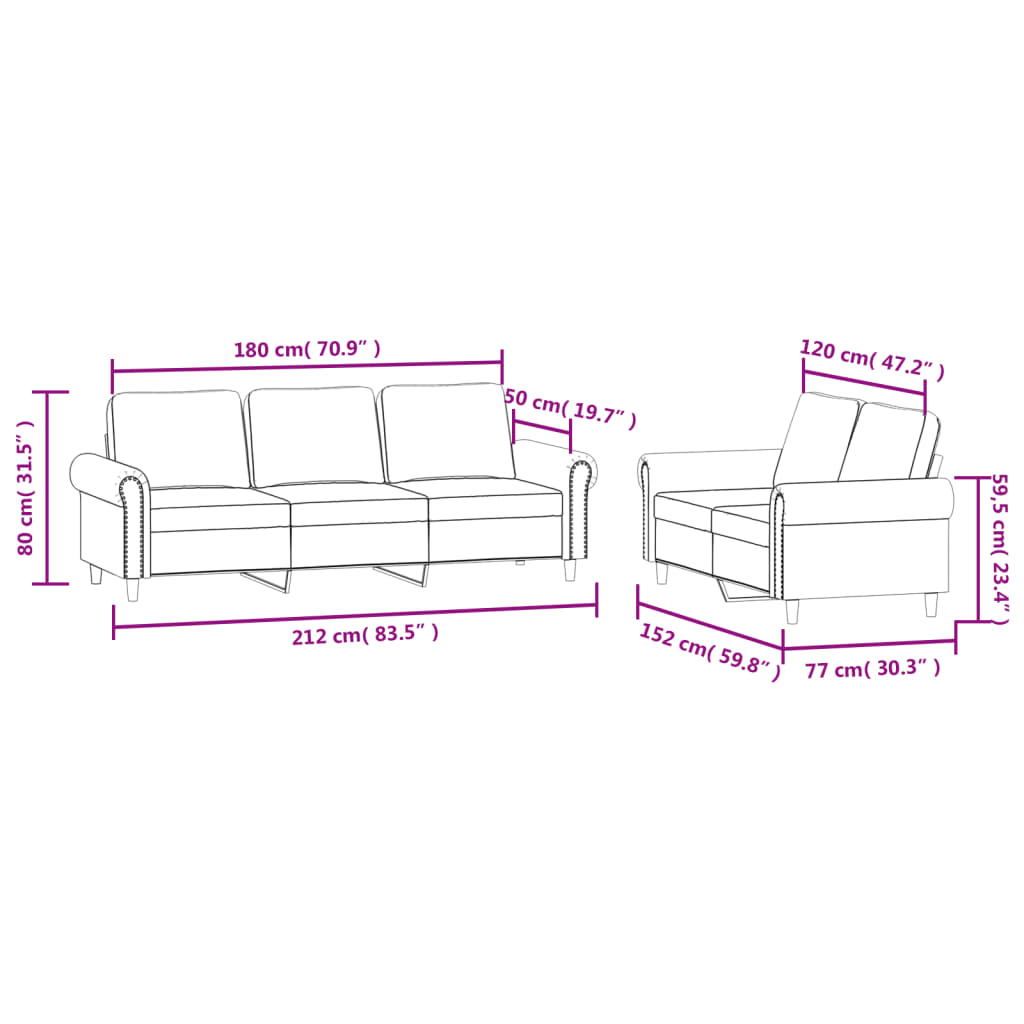 2-dijelni set sofa s jastucima plavi baršunasti