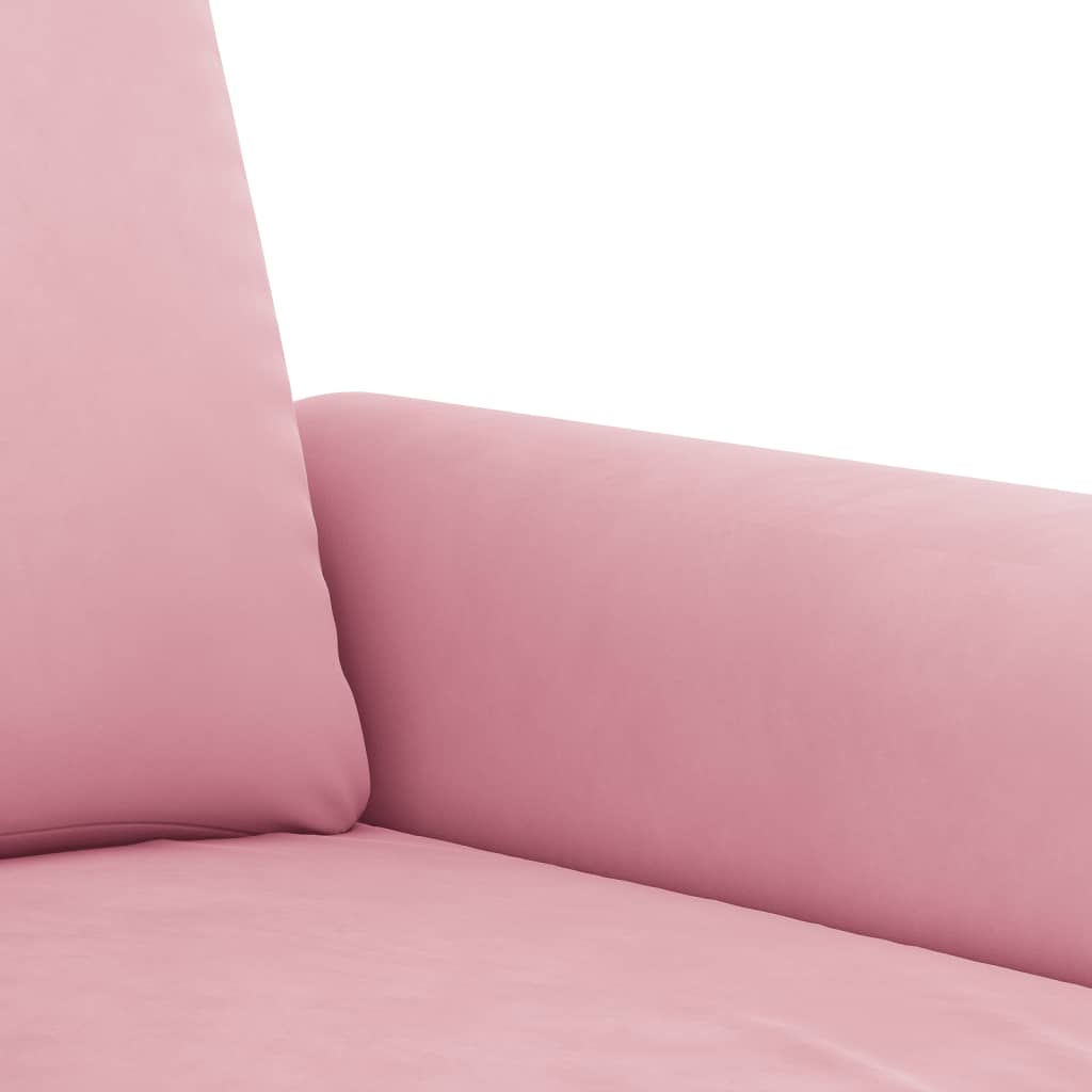 3-dijelni set sofa s jastucima ružičasti baršunasti