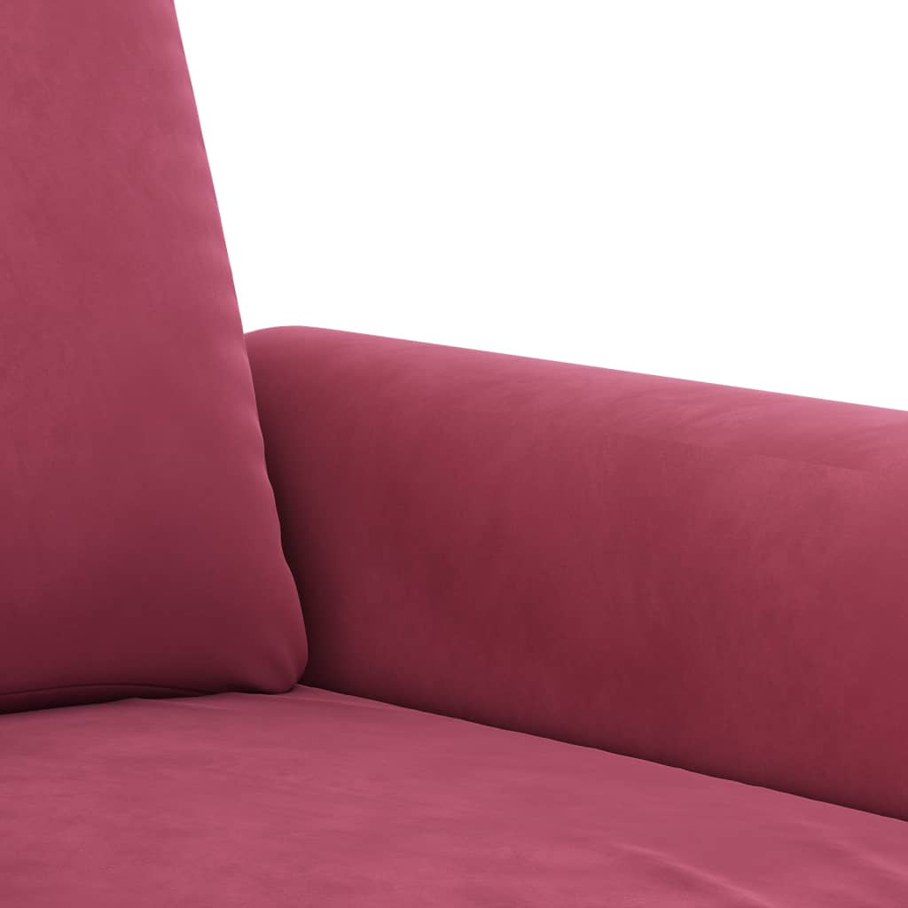 3-dijelni set sofa s jastucima crvena boja vina baršunasti