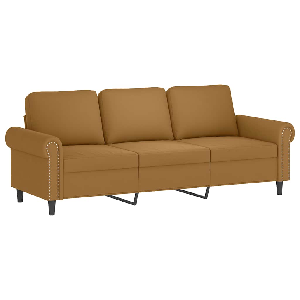 3-dijelni set sofa s jastucima smeđi baršunasti