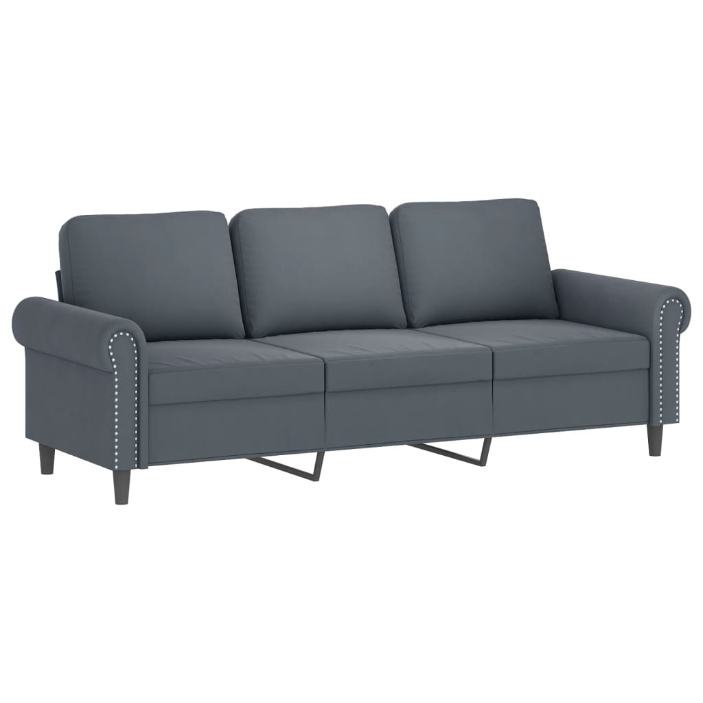 2-dijelni set sofa s jastucima tamnosivi baršunasti